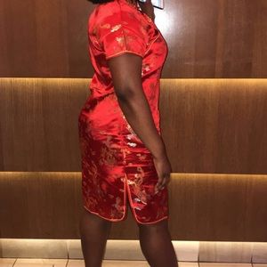 Red modern qipao dress